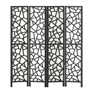 Screens & Room Dividers Artiss Clover Room Divider Screen Privacy Wood Dividers Stand 4 Panel Black