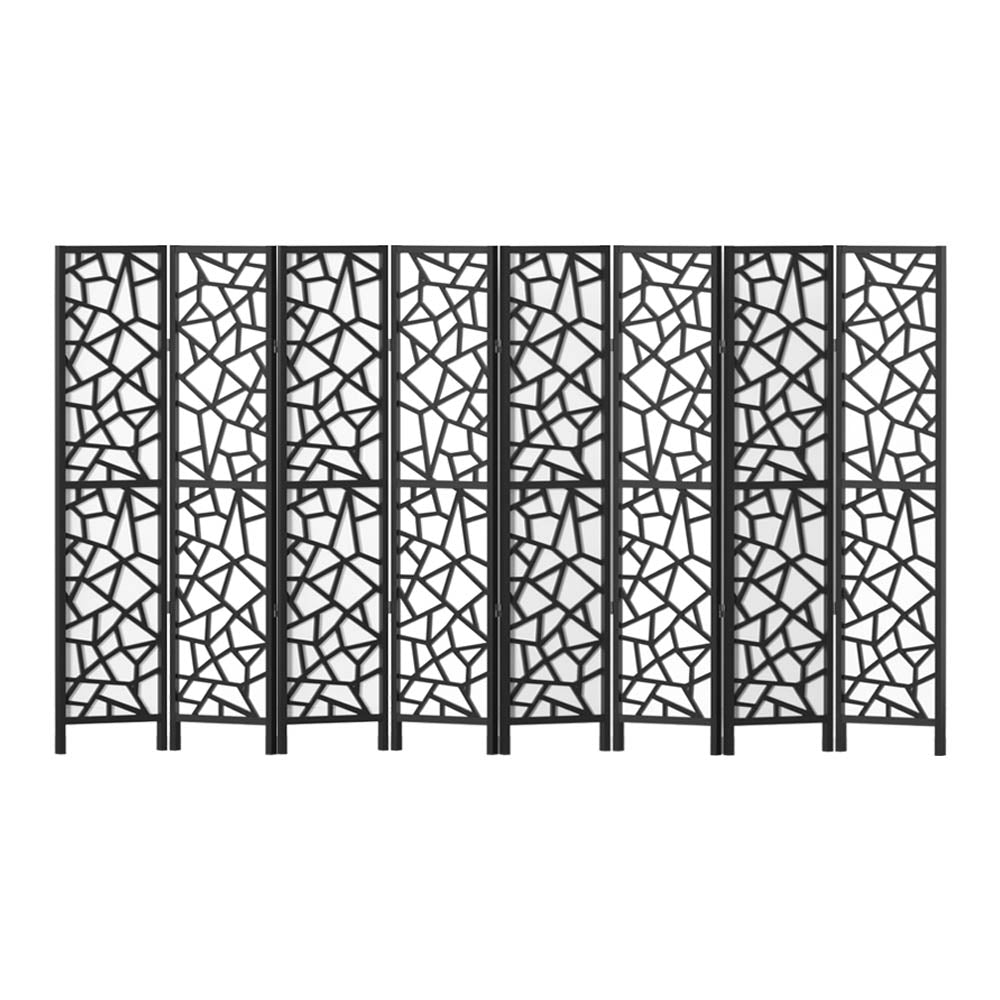 Screens & Room Dividers Artiss Clover Room Divider Screen Privacy Wood Dividers Stand 8 Panel Black