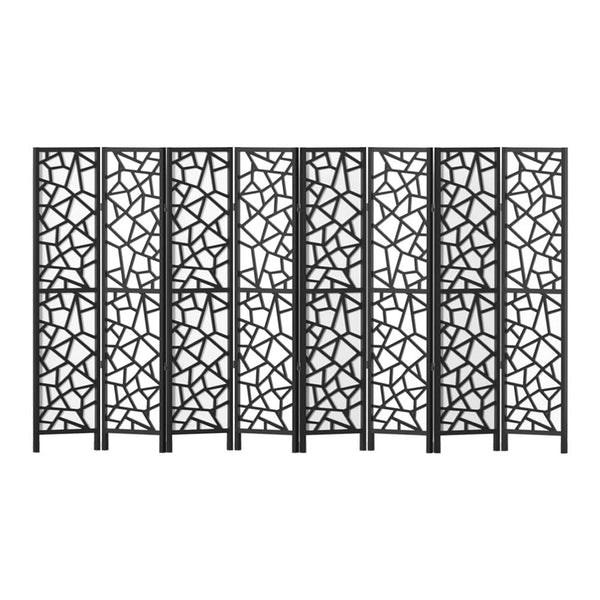 Screens & Room Dividers Artiss Clover Room Divider Screen Privacy Wood Dividers Stand 8 Panel Black