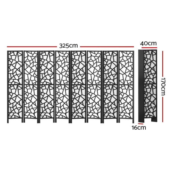 Screens & Room Dividers Artiss Clover Room Divider Screen Privacy Wood Dividers Stand 8 Panel Black