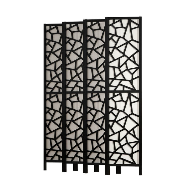 Screens & Room Dividers Artiss Clover Room Divider Screen Privacy Wood Dividers Stand 8 Panel Black