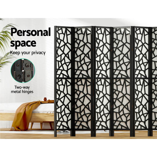 Screens & Room Dividers Artiss Clover Room Divider Screen Privacy Wood Dividers Stand 8 Panel Black