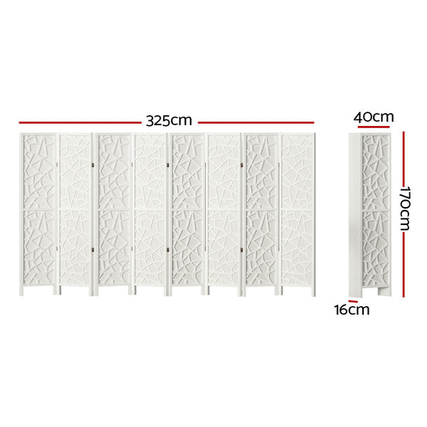 Screens & Room Dividers Artiss Clover Room Divider Screen Privacy Wood Dividers Stand 8 Panel White