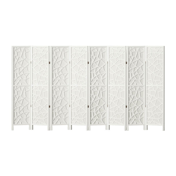 Screens & Room Dividers Artiss Clover Room Divider Screen Privacy Wood Dividers Stand 8 Panel White