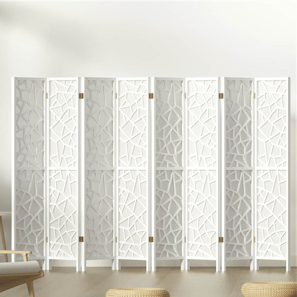 Artiss Clover Room Divider Screen Privacy Wood Dividers Stand 8 Panel White