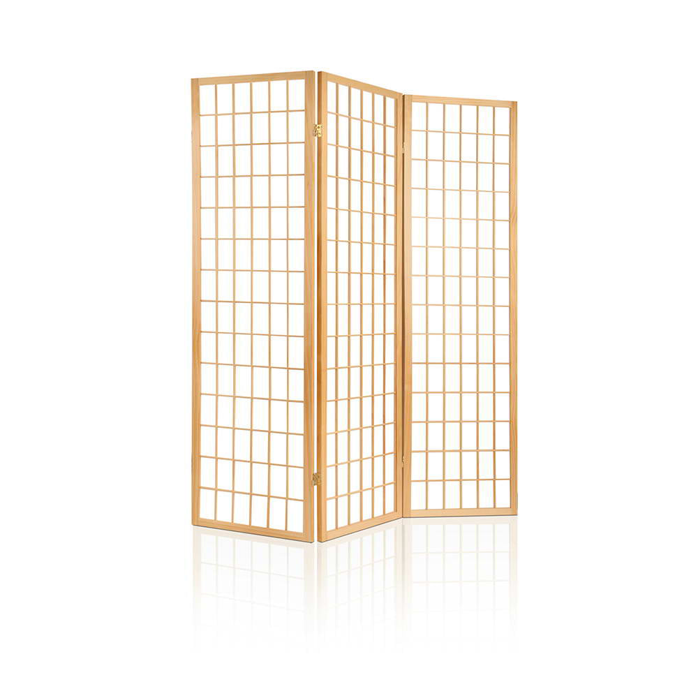 Screens & Room Dividers Artiss Room Divider Screen Wood Timber Dividers Fold Stand Wide Beige 3 Panel