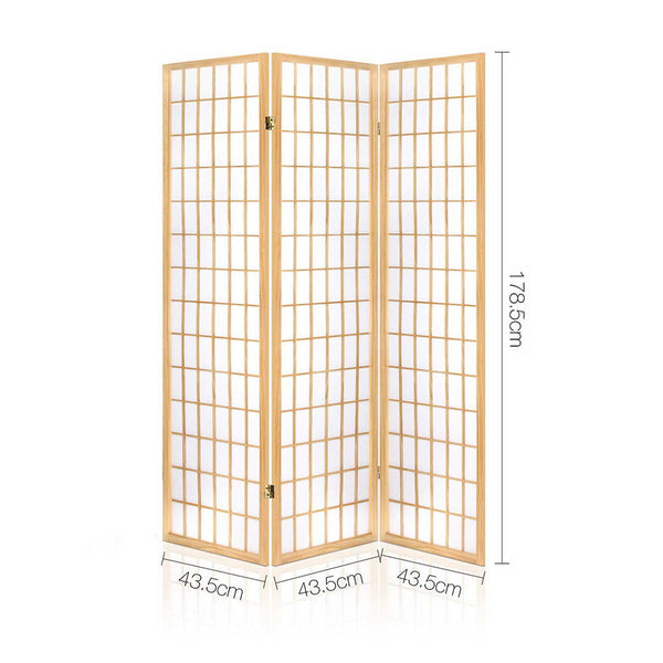 Screens & Room Dividers Artiss Room Divider Screen Wood Timber Dividers Fold Stand Wide Beige 3 Panel