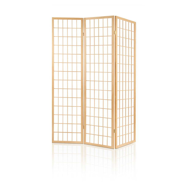 Screens & Room Dividers Artiss Room Divider Screen Wood Timber Dividers Fold Stand Wide Beige 3 Panel