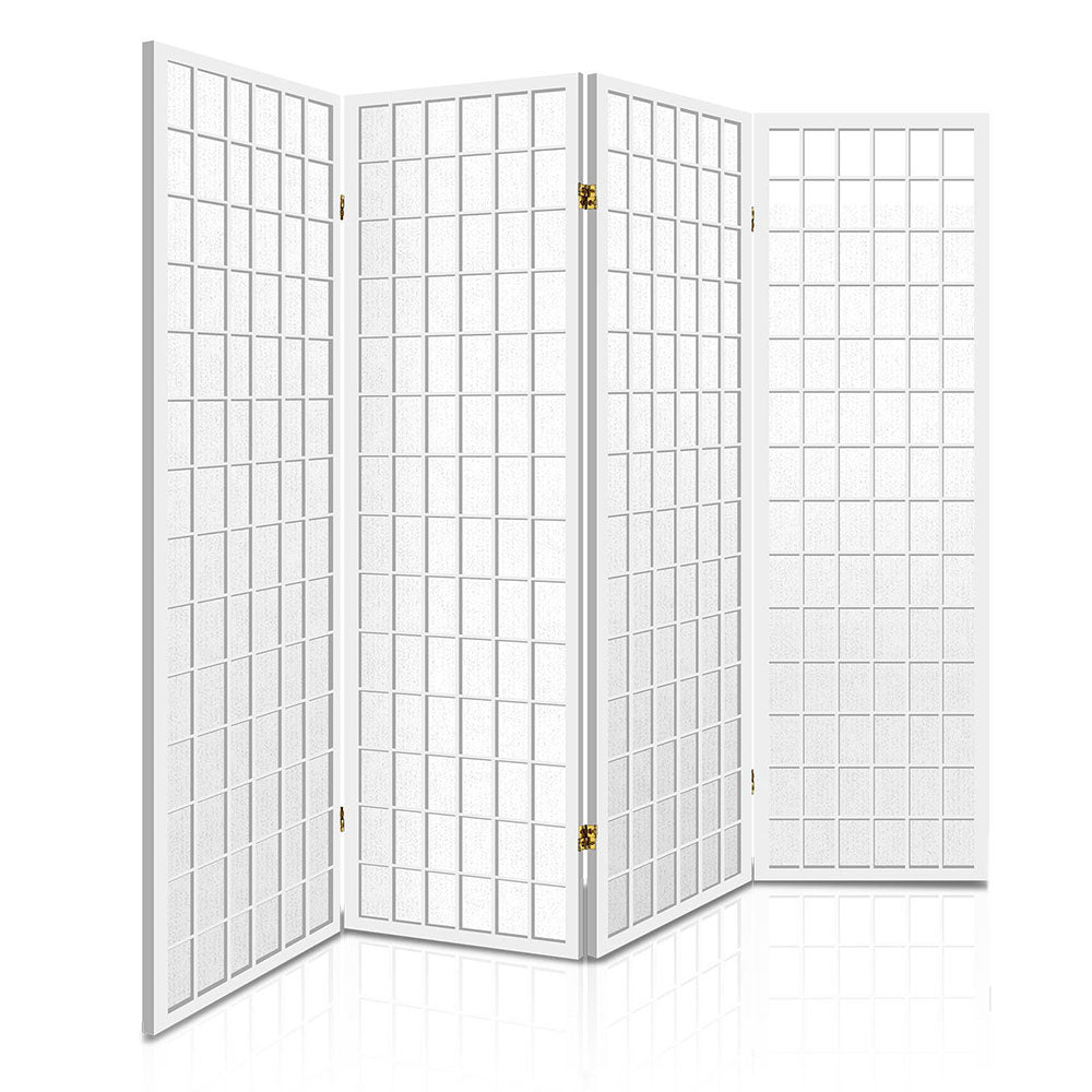 Screens & Room Dividers Artiss Room Divider Screen Wood Timber Dividers Fold Stand Wide White 4 Panel