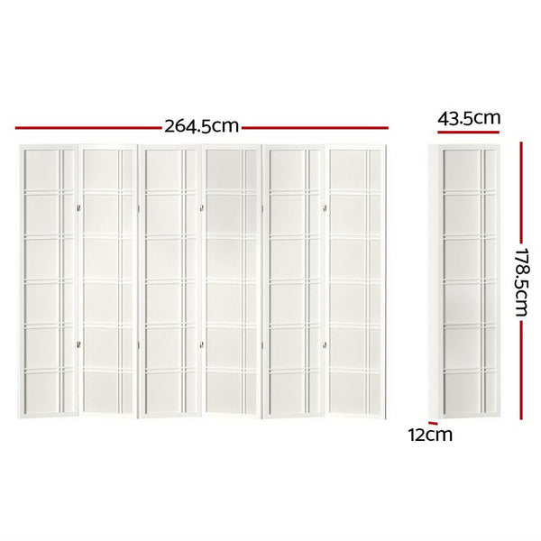 Screens & Room Dividers Artiss Room Divider Screen Privacy Wood Dividers Stand 6 Panel Nova White