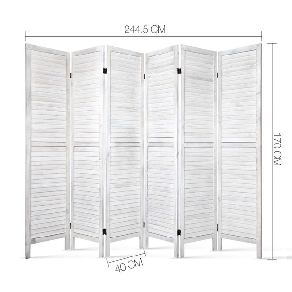 Screens & Room Dividers Artiss 6 Panel Room Divider Screen Privacy Wood Foldable Stand Timber White