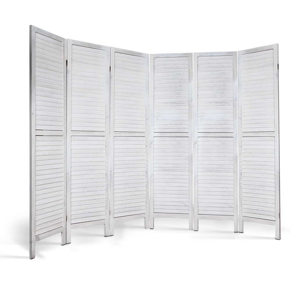 Screens & Room Dividers Artiss 6 Panel Room Divider Screen Privacy Wood Foldable Stand Timber White