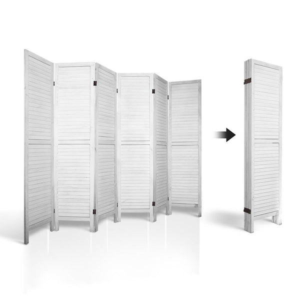 Screens & Room Dividers Artiss 6 Panel Room Divider Screen Privacy Wood Foldable Stand Timber White