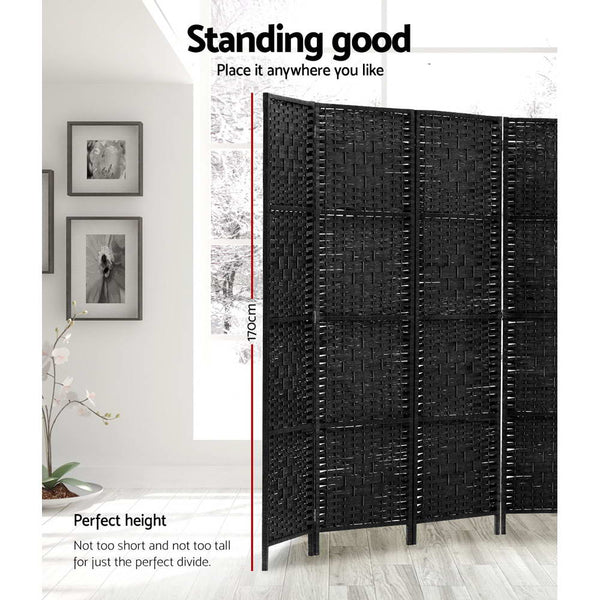 Screens & Room Dividers Artiss 8 Panel Room Divider Screen Privacy Timber Foldable Dividers Stand Black