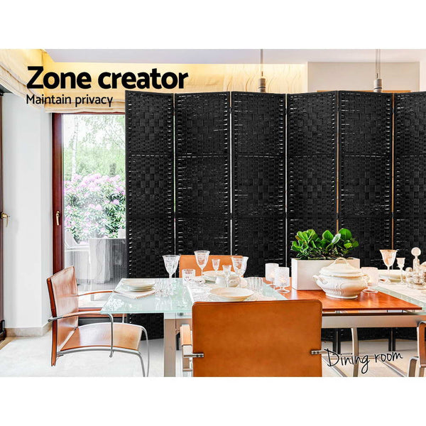 Screens & Room Dividers Artiss 8 Panel Room Divider Screen Privacy Timber Foldable Dividers Stand Black