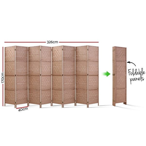 Screens & Room Dividers Artiss 8 Panel Room Divider Screen Privacy Timber Foldable Dividers Stand Natural