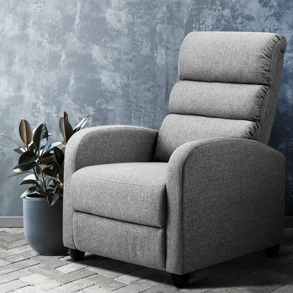 Sofas, Armchairs & Couches Artiss Luxury Recliner Chair Chairs Lounge Armchair Sofa Fabric Cover Grey