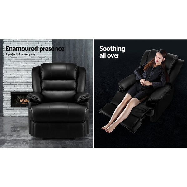 Sofas, Armchairs & Couches Artiss Recliner Chair Armchair Luxury Single Lounge Sofa Couch Leather Black