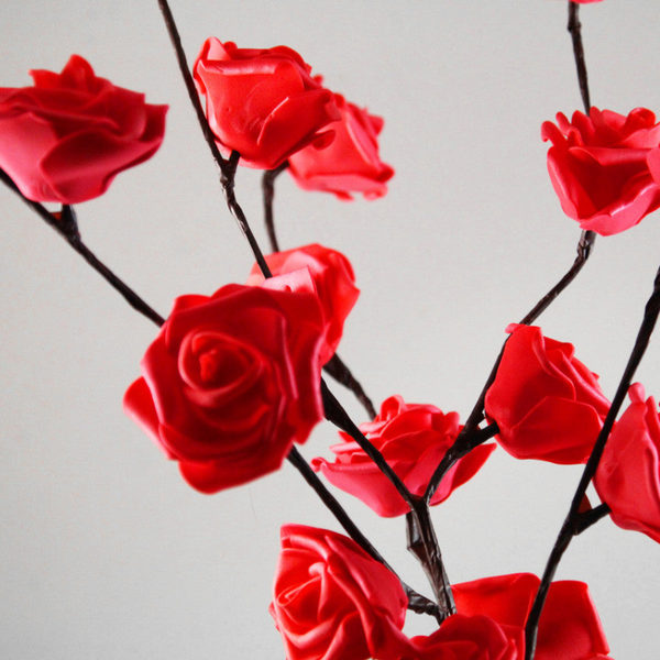 1 Set Of 50Cm H 20 Led Red Rose Tree Branch Stem Fairy Light Wedding Event Party Function Table Vase Centrepiece Decoration