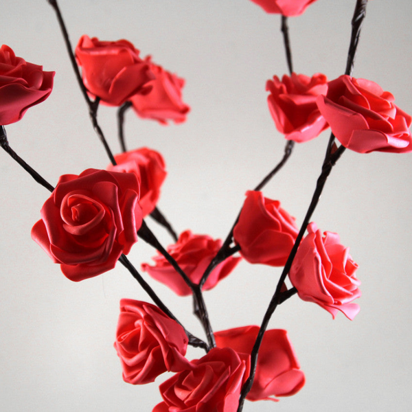 1 Set Of 50Cm H 20 Led Red Rose Tree Branch Stem Fairy Light Wedding Event Party Function Table Vase Centrepiece Decoration