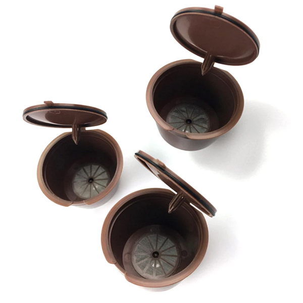 Other Coffee 2Pcs Reusable Coffee Capsule Grind Machine Brown