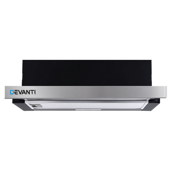 Rangehoods Devanti Rangehood Hood Stainless Steel Slide Out Kitchen Canopy 60Cm 600Mm Black