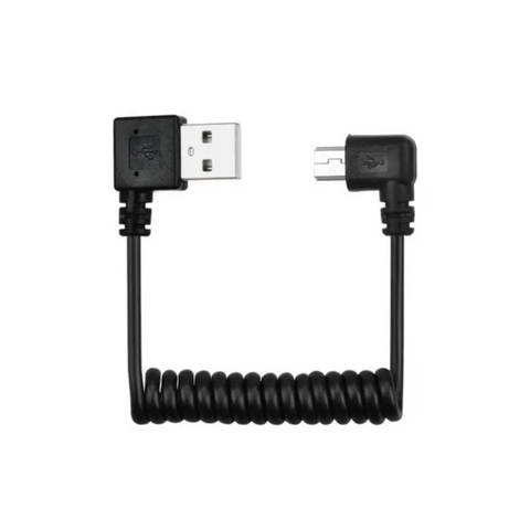 Right Angle Mini Usb Data Charging Spring Cable 100Cm Black