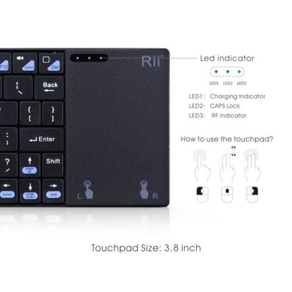 Keyboards & Keypads Rii K12plus Dsss 2.4G Wireless Up To 10 Meters Usblack