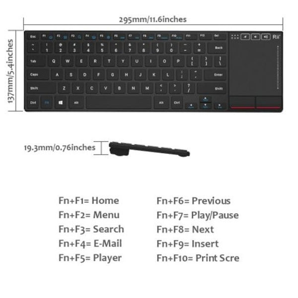 Keyboards & Keypads Rii K22 2.4G Mini Multimedia Wireless Keyboard Black De