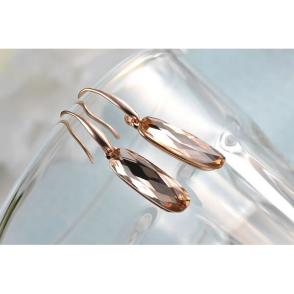 Earrings Rings Rose Gold Oval Champagne Drill Collars