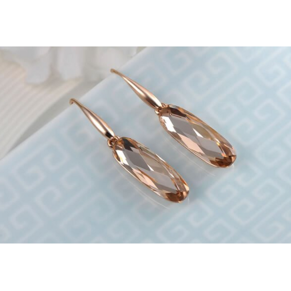 Earrings Rings Rose Gold Oval Champagne Drill Collars