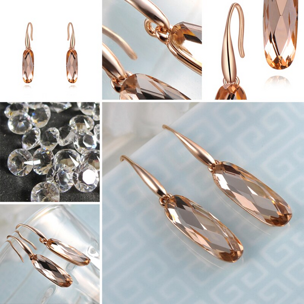 Earrings Rings Rose Gold Oval Champagne Drill Collars