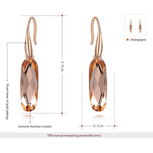 Earrings Rings Rose Gold Oval Champagne Drill Collars