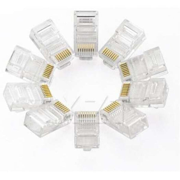 Plugs, Jacks & Wall Plates Rj45 Network Lan Cat5e Cat6 Patch Cable Crimp Plug Connector Gold Pins Transparent 20Pcs