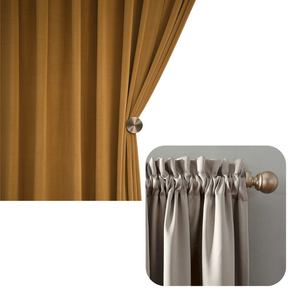 Curtains & Drapes 100Cm Mustard High Quality Modern Velvet Blackout Curtains For Living Room Bedroom Dining