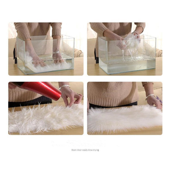 Round Artificial Wool Fur Soft Plush Rug Carpet Mat Ver 2