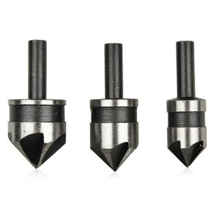 Drill Bits Round Handle 90 Degree 5 Edge Chamfering Machine Black 3Pcs