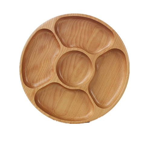 Decorative Plates & Bowls Rubber Beech Natural Wooden Food Nut Snack Candy Organized Storage Trays Tableware Dried Fruit Plate