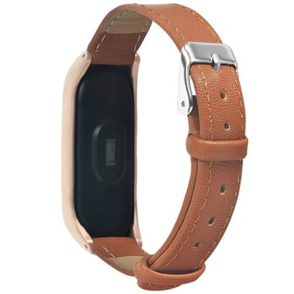 For Xiaomi Mi Band 3 Bracelet Strap With Metal Case Leather Accessories