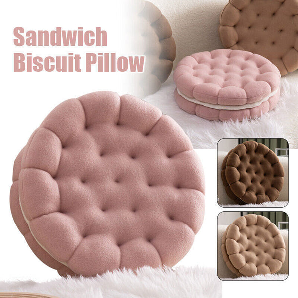 Cushions & Decorative Pillows Plush Pillow Dark Brown Round Double Biscuit Shape Stuffed Soft Cushion Decor