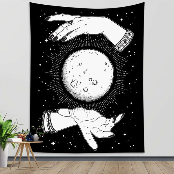 Tapestries Tapestry Black Hand 150X100 Cm Tarot Card Psychedelic Scene Art For Home Decor