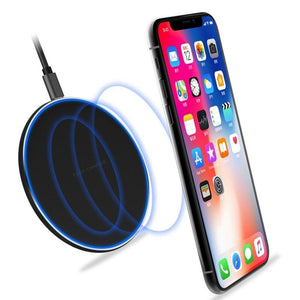 Chargers & Cradles S110 Qi Wireless Charging Pad Qc3.0 10W Fast Plate Led Light Compatible With For Iphone X Xr Xs Max 8 Plus Samsung S9 S8 White