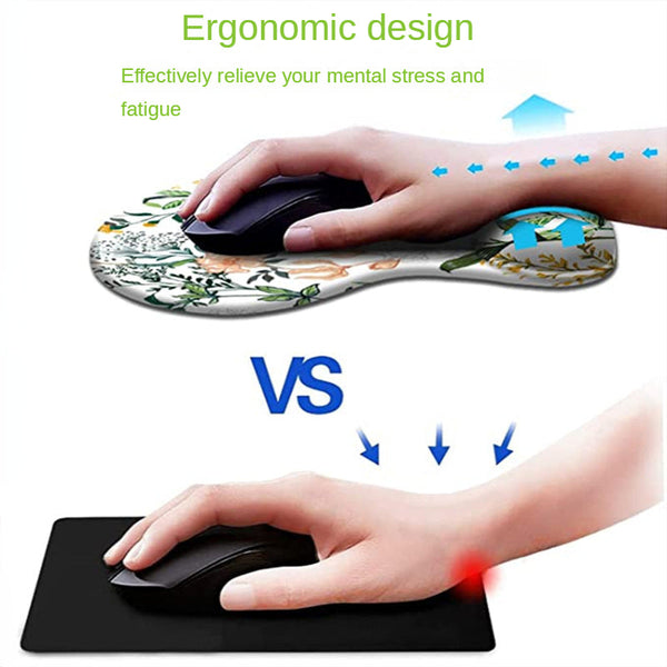 Mouse Pads & Wrist Rests Ergonomic Silicone Wrist Rest Home Office Floral Mouse Pad