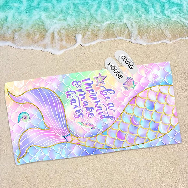 Microfibre Pastel Mermaid Beach Towel