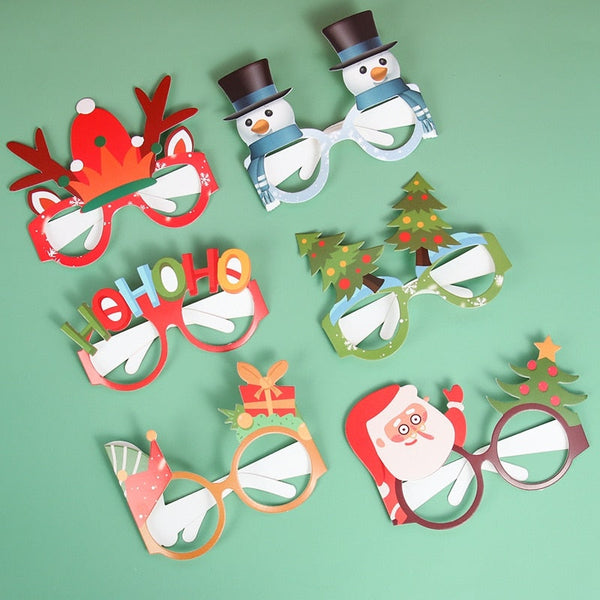 Seasonal Decorations Paper Glasses Frame Merry Christmas Decorations Home Santa Claus Gifts New Year