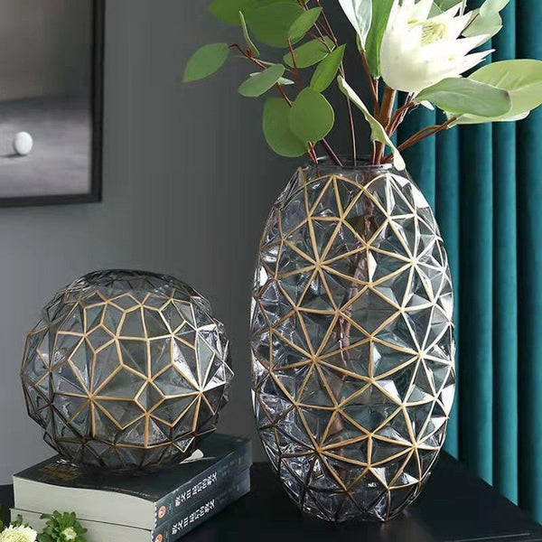 Light Luxury Nordic Glass Vase Living Room Decoration Flowers Arrangement Creative Home Accessories