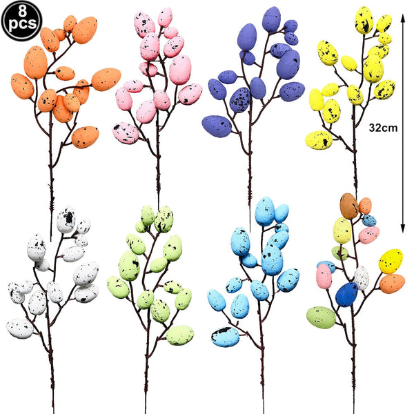 Seasonal Decorations 8Pcs Easter Egg Branch Ornaments Home Decor