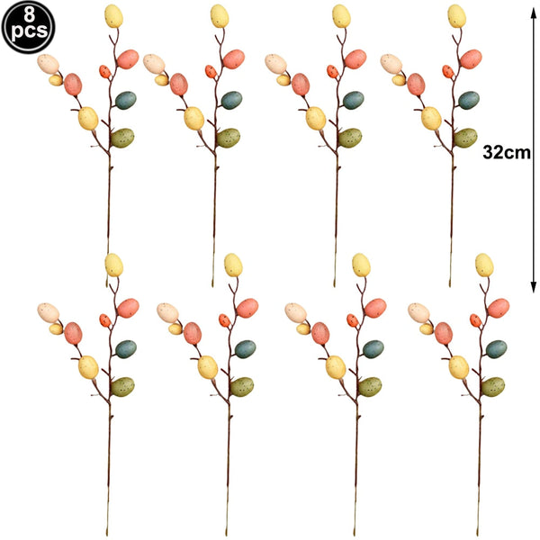 Seasonal Decorations 8Pcs Easter Egg Branch Ornaments Home Decor