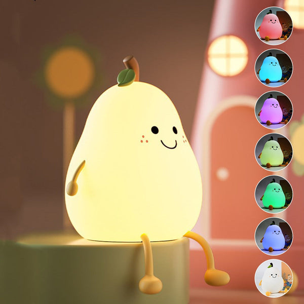 Night Lights Led Pear Fruit Cat Silicone Rechargeable Dimming Night Light