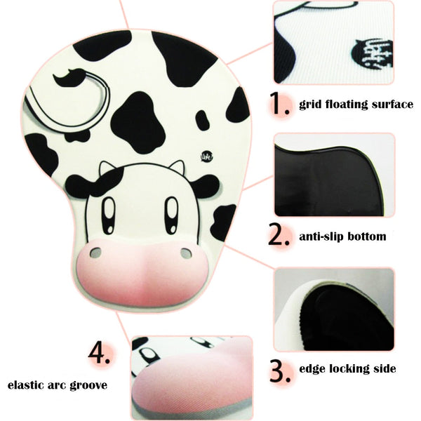 Mouse Pads & Wrist Rests Cartoon Cow Ergonomic Wrist Rest Mouse Pad